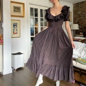 Doen lera dress in midnight plaid XXS garden party picnic core